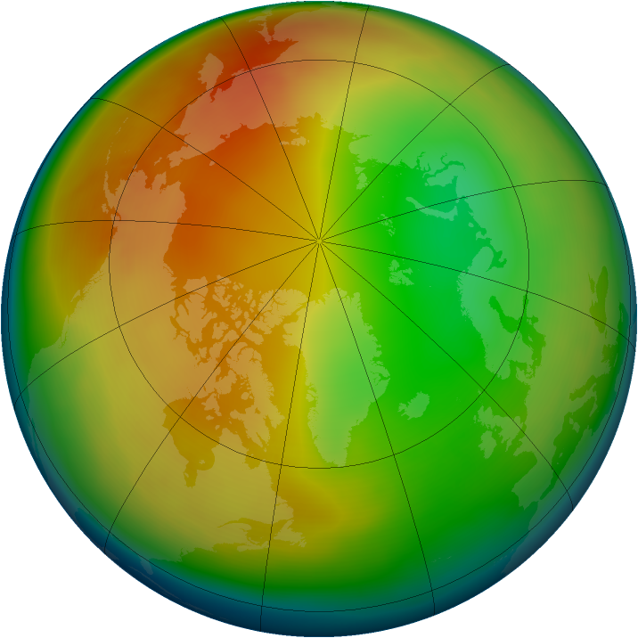 Arctic ozone map for January 2010
